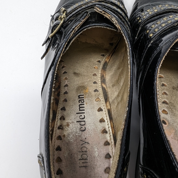 Libby Edelman Glossy Black Patent Buckle Oxfords Size 9 - Picture 11 of 13